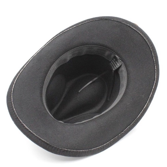 Black Western Cowboy Hat Bull & Turquoise Band Adjustable Felt Wide Brim Cowgirl main image 5